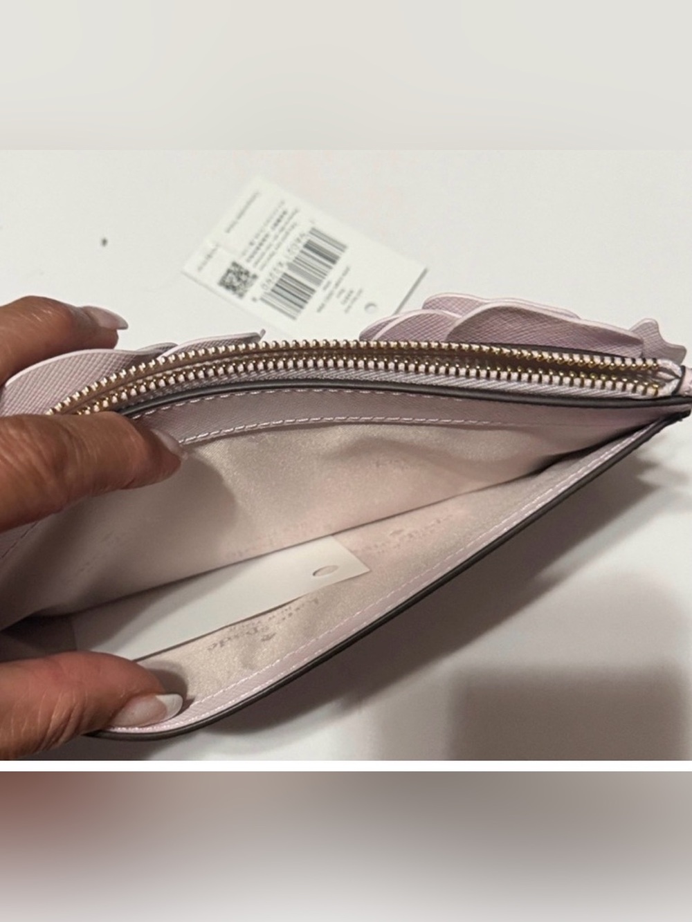 Kate Spade Flora Flower Pale Amethyst 3D Floral L Zip Med Wristlet Lilac - NWOT - Picture 6 of 6